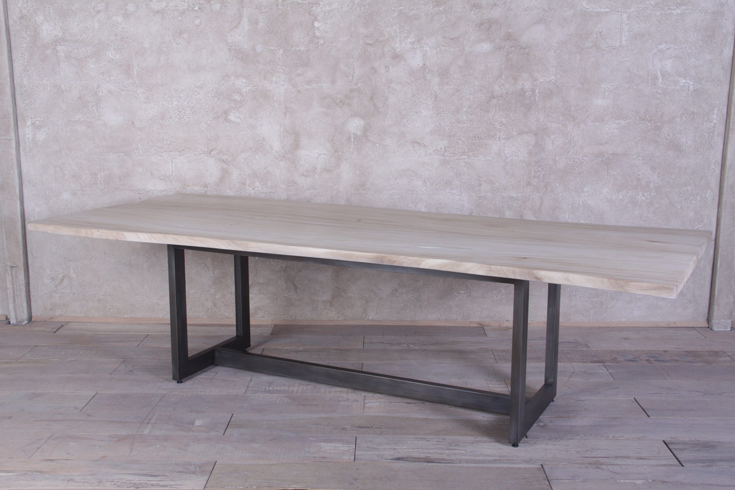 Guanacaste Bookmatched Dining Table With Metal Moderno Base